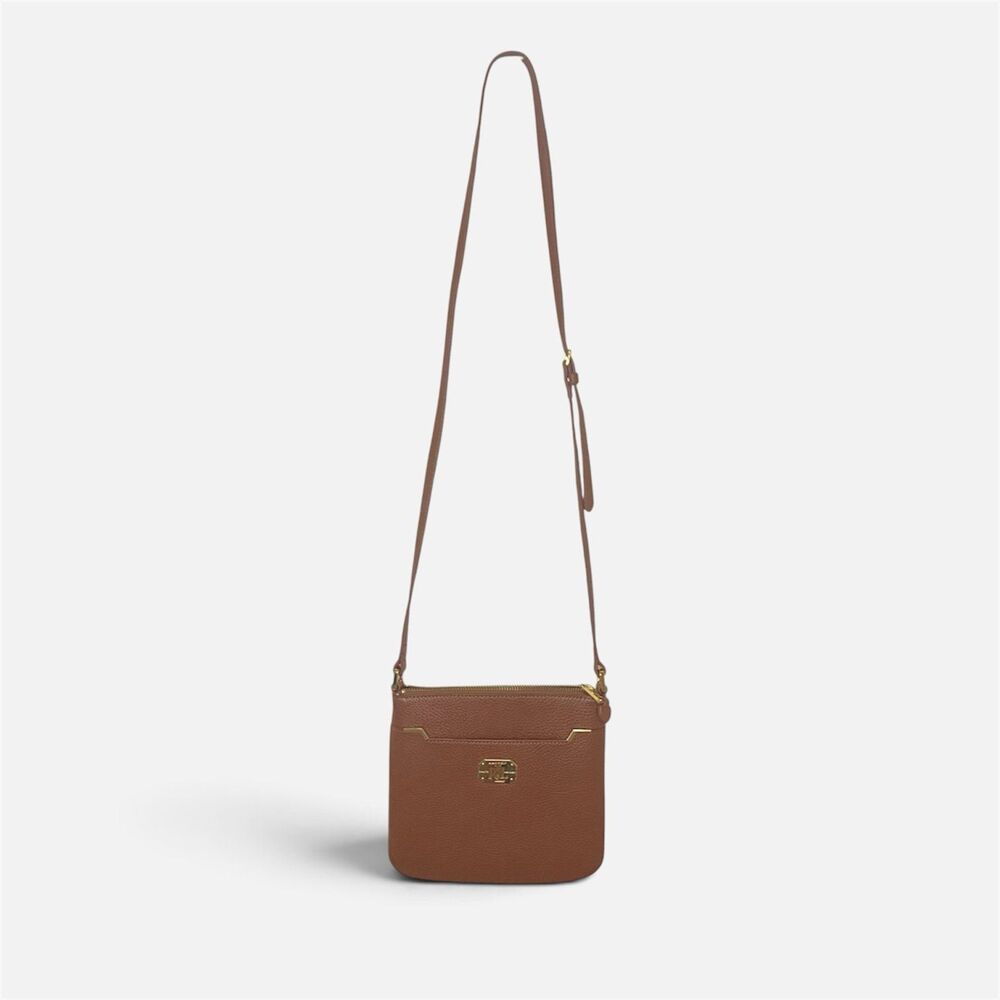Lauren Ralph Lauren Brown Pebbled Leather Crossbody Bag w/ Gold Hardware
